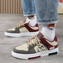 Sneakers homme et femme couleur bordeaux avec semelle orthopédique, parfaite pour la marche quotidienne et le streetwear actif

